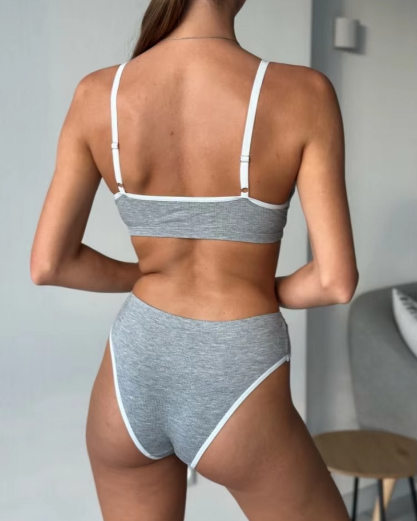 Ensemble de lingerie confortable en tissu côtelé