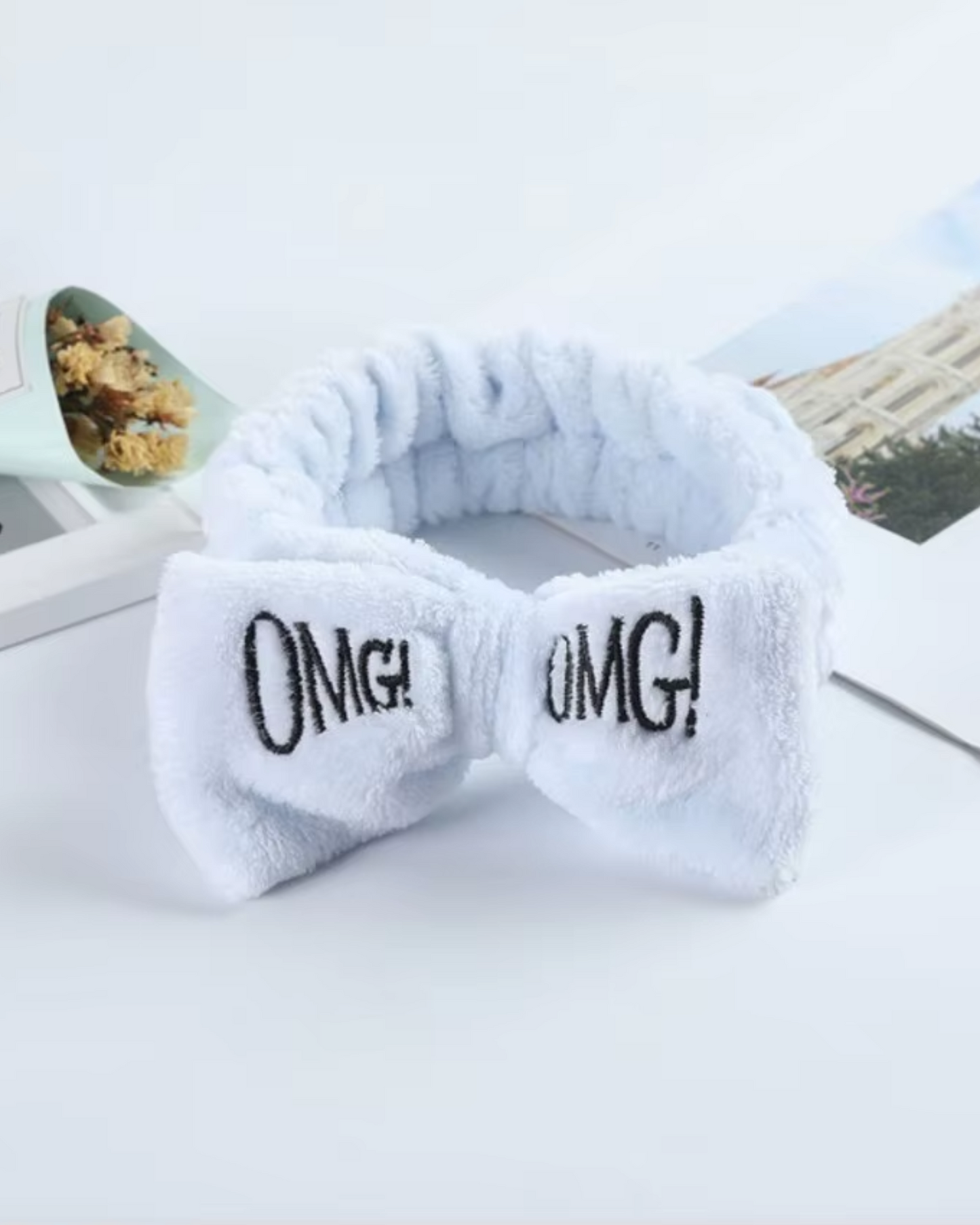 Bandeau en peluche avec nœud OMG