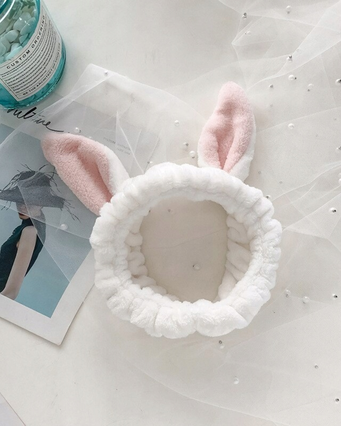 Bandeau en peluche avec oreilles de lapin