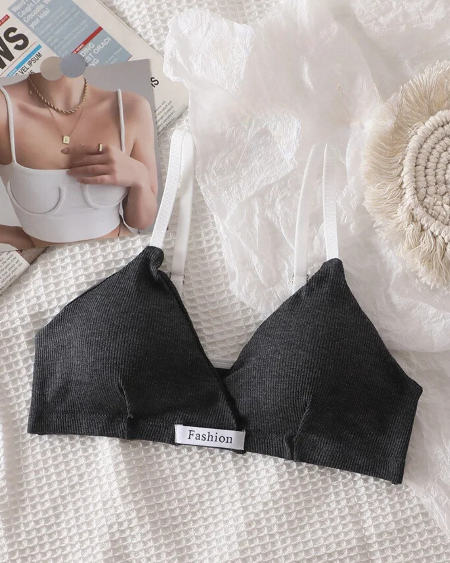 Ensemble de lingerie confortable en tissu côtelé