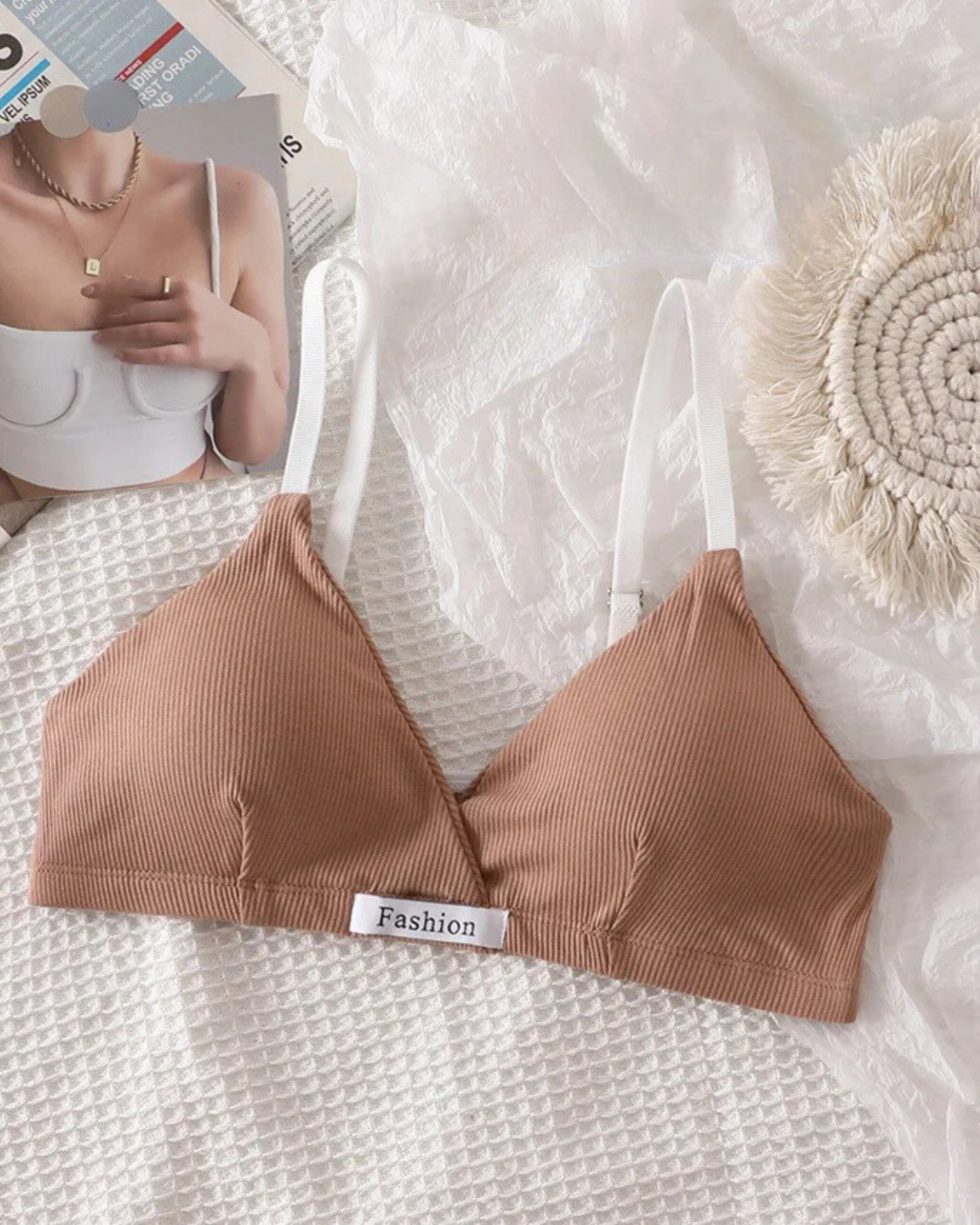 Ensemble de lingerie confortable en tissu côtelé