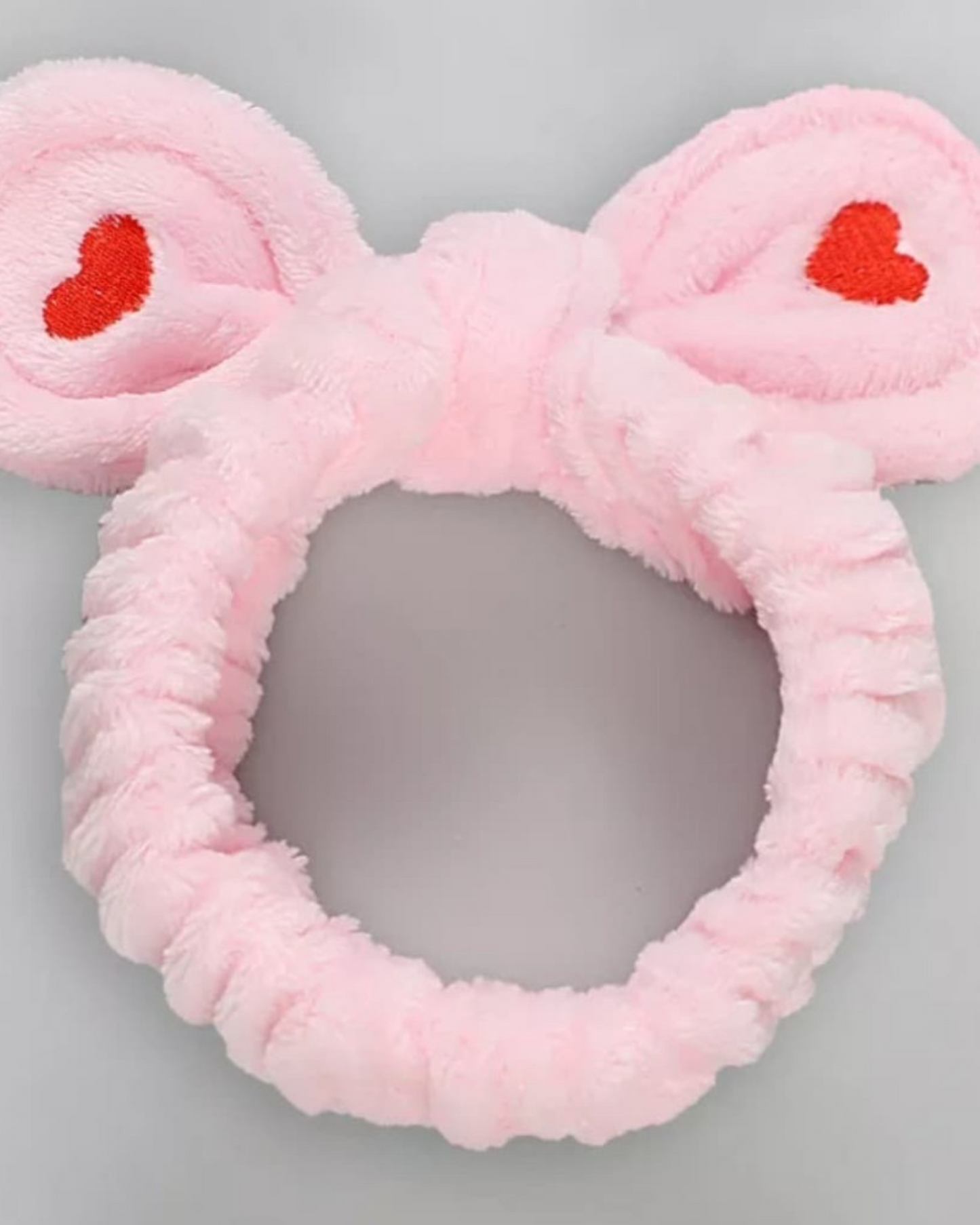 Bandeau en peluche avec des cœurs