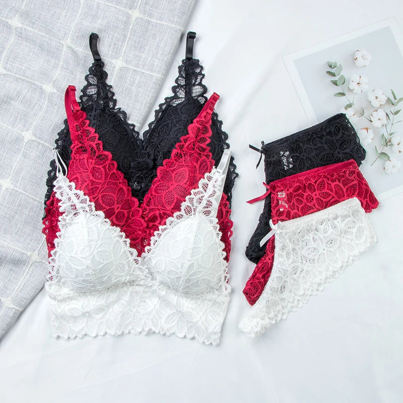 Ensemble Lingerie Sans Armatures en Dentelle Ultra-Fin