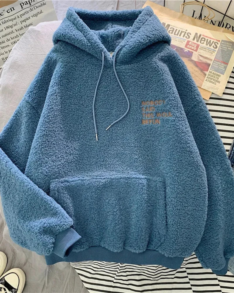 Sweat à capuche oversize en peluche
