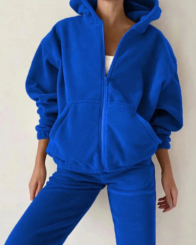 Ensemble de survêtement en velours loose avec sweat-shirt court