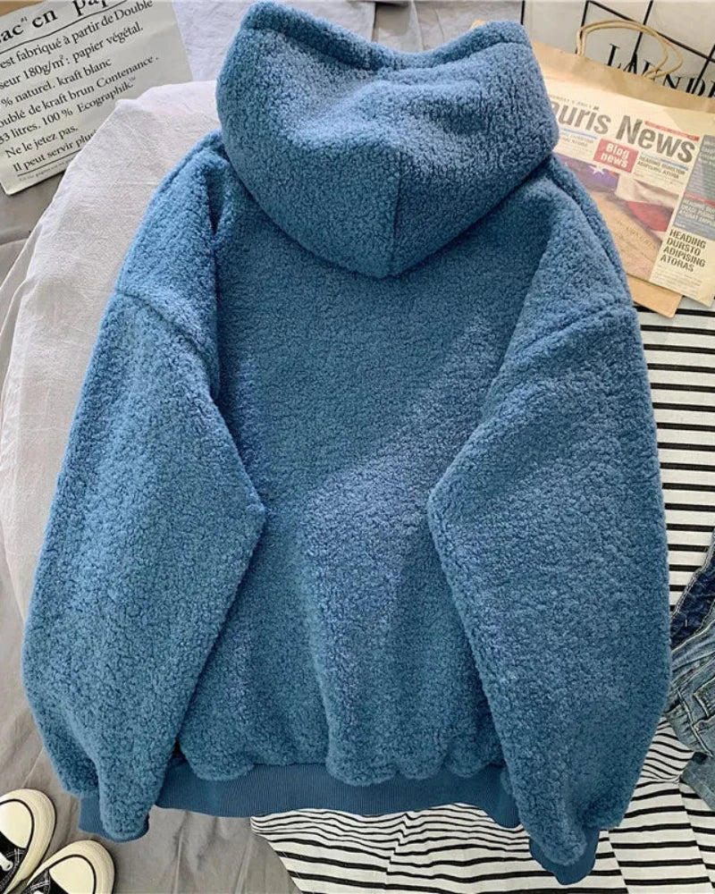 Sweat à capuche oversize en peluche