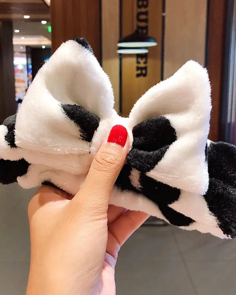 Bandeau en peluche à pois