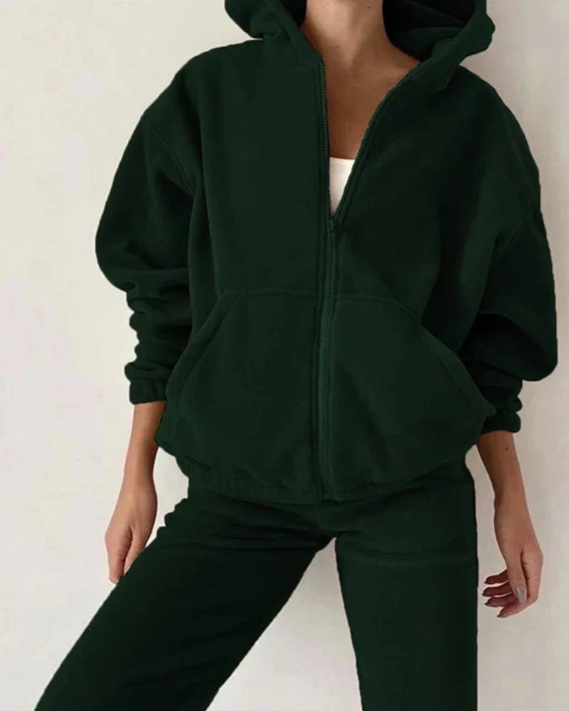 Ensemble de survêtement en velours loose avec sweat-shirt court