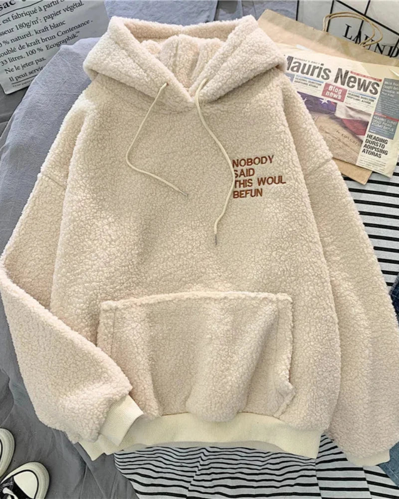 Sweat à capuche oversize en peluche