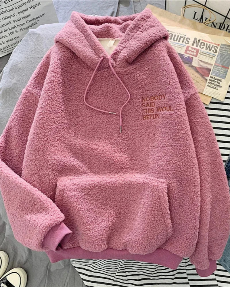 Sweat à capuche oversize en peluche