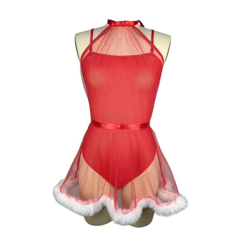 Ensemble de lingerie de Noël avec robe transparente