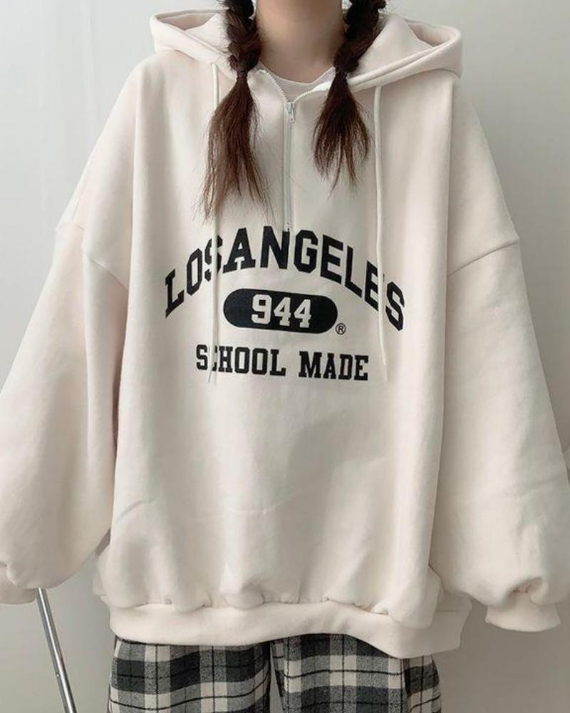 Sweat oversize décontracté avec inscription Los Angeles