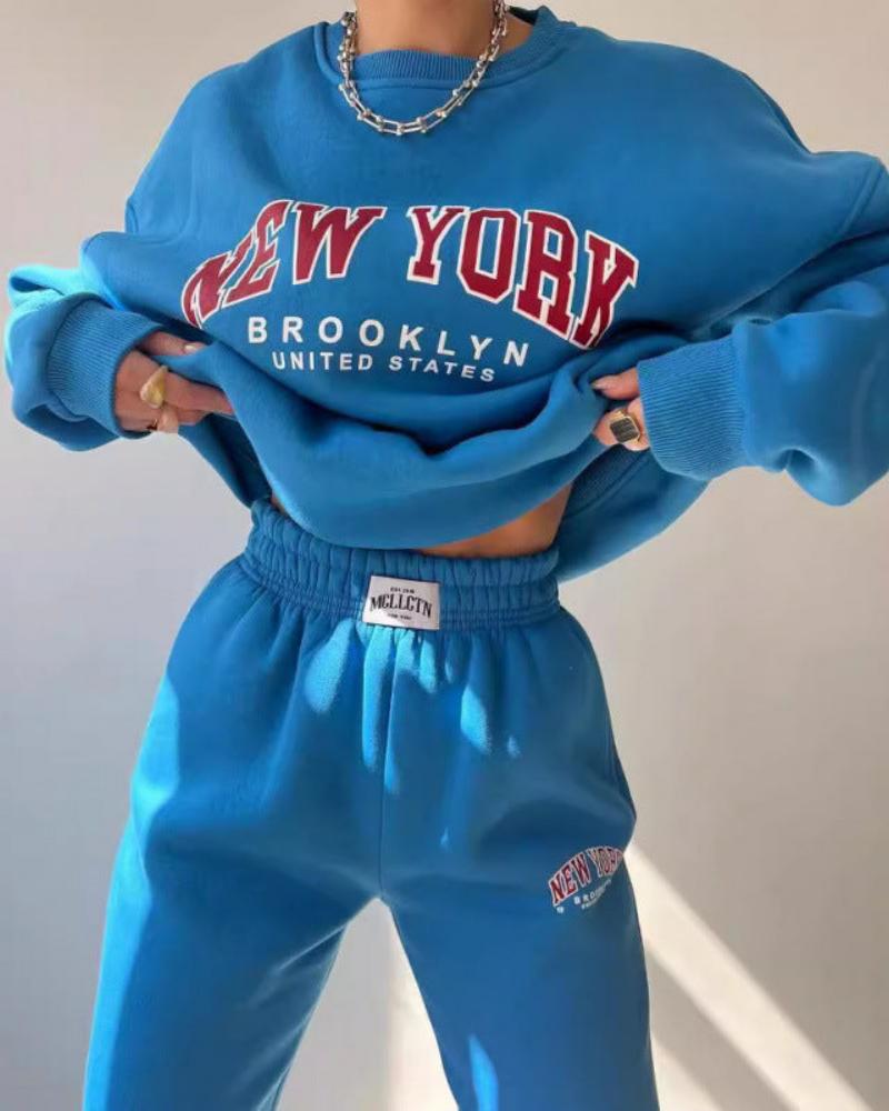 Sweat oversize décontracté avec inscription New York