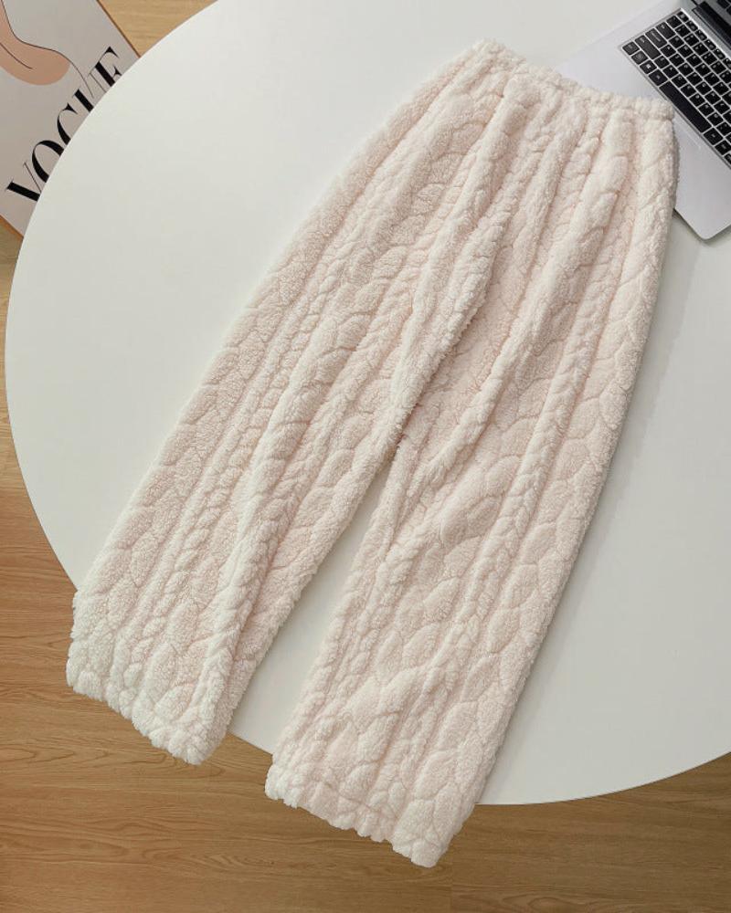 Pantalons doux et pelucheux à jambes longues