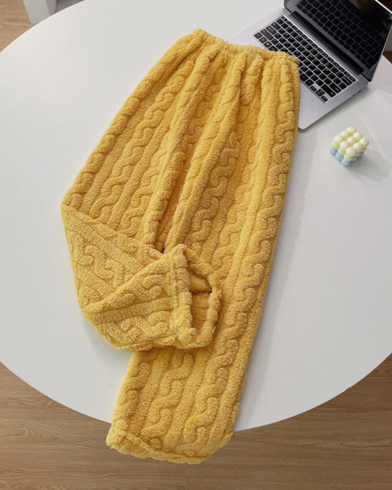 Pantalons doux et pelucheux à jambes longues