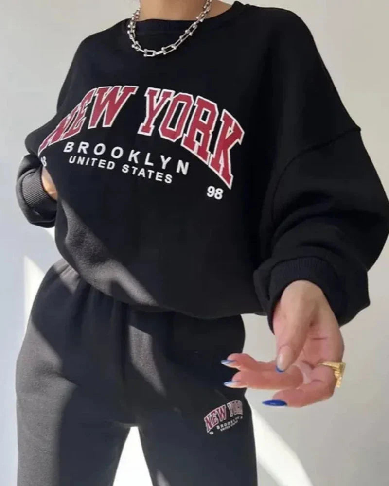 Sweat oversize décontracté avec inscription New York