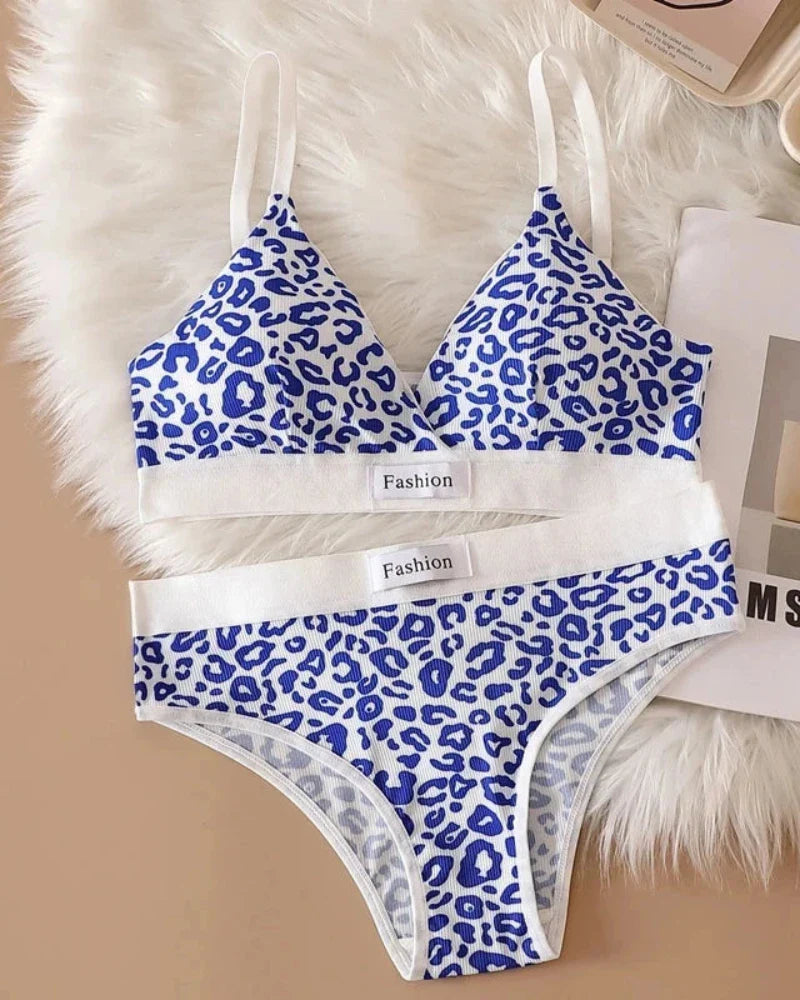 Ensemble de lingerie confortable à motif léopard