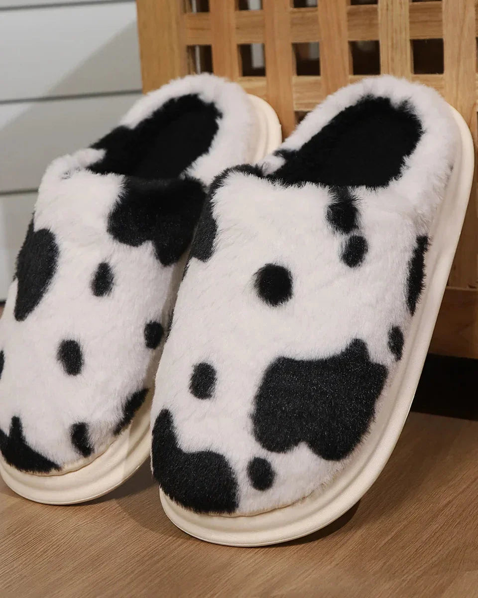 Chaussons moelleux à motifs de vache