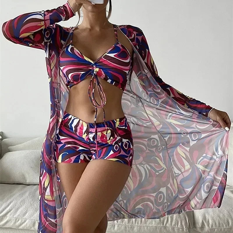 Tankini deux pièces fleuri style sport chic