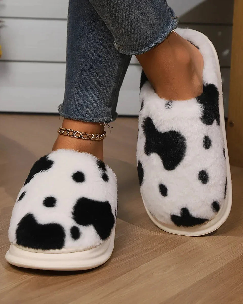 Chaussons moelleux à motifs de vache