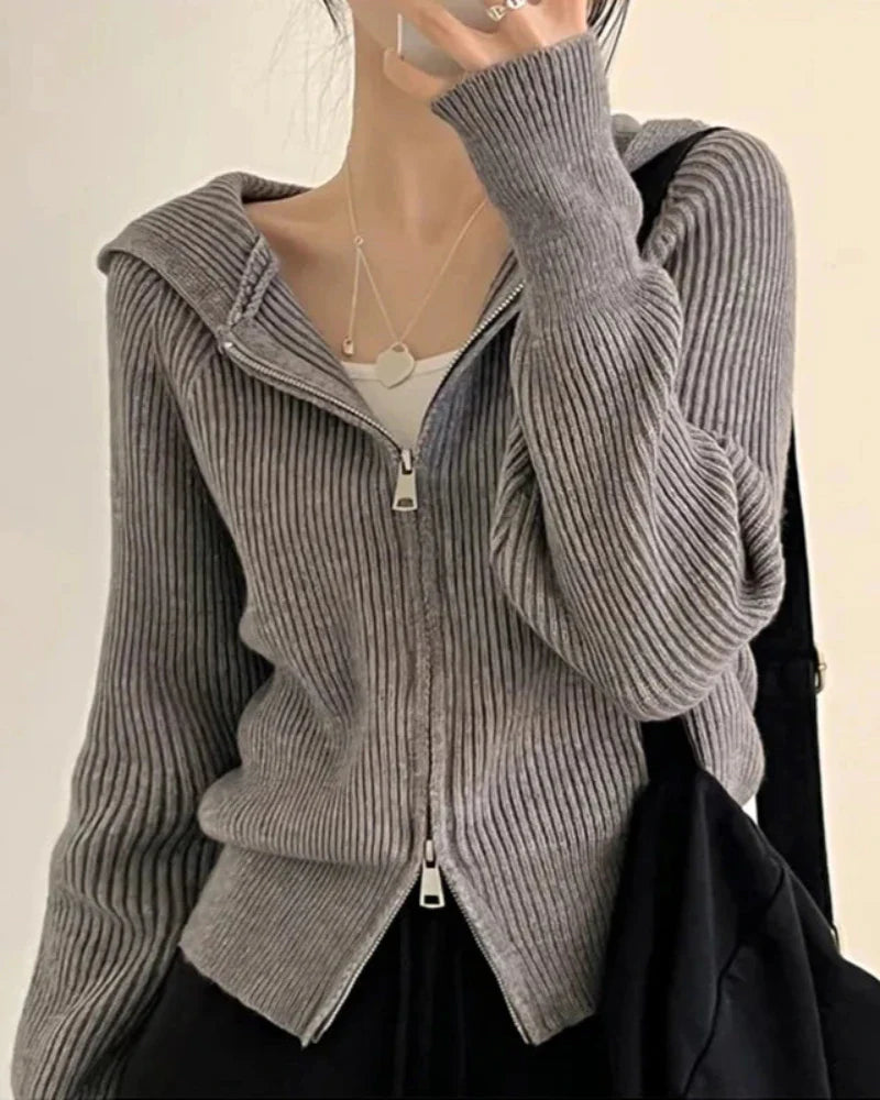 Sweat à capuche zippé en ribbed