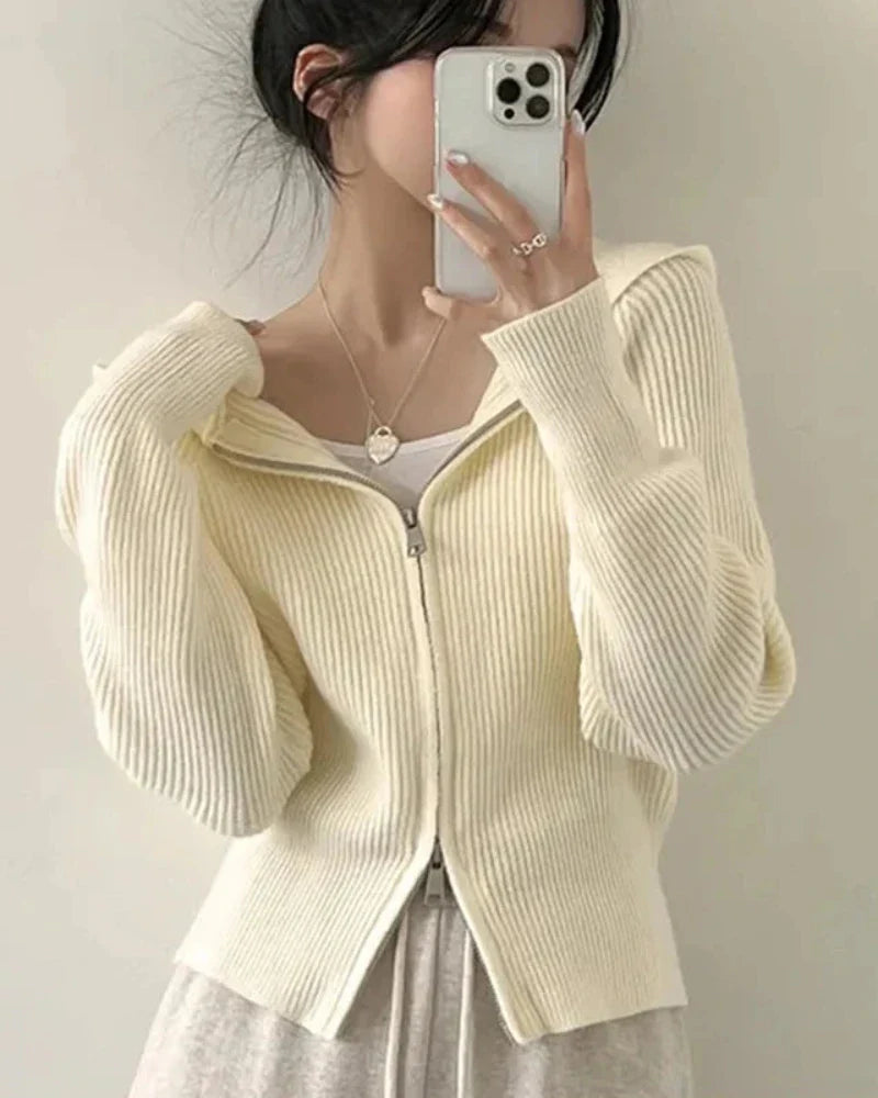 Sweat à capuche zippé en ribbed