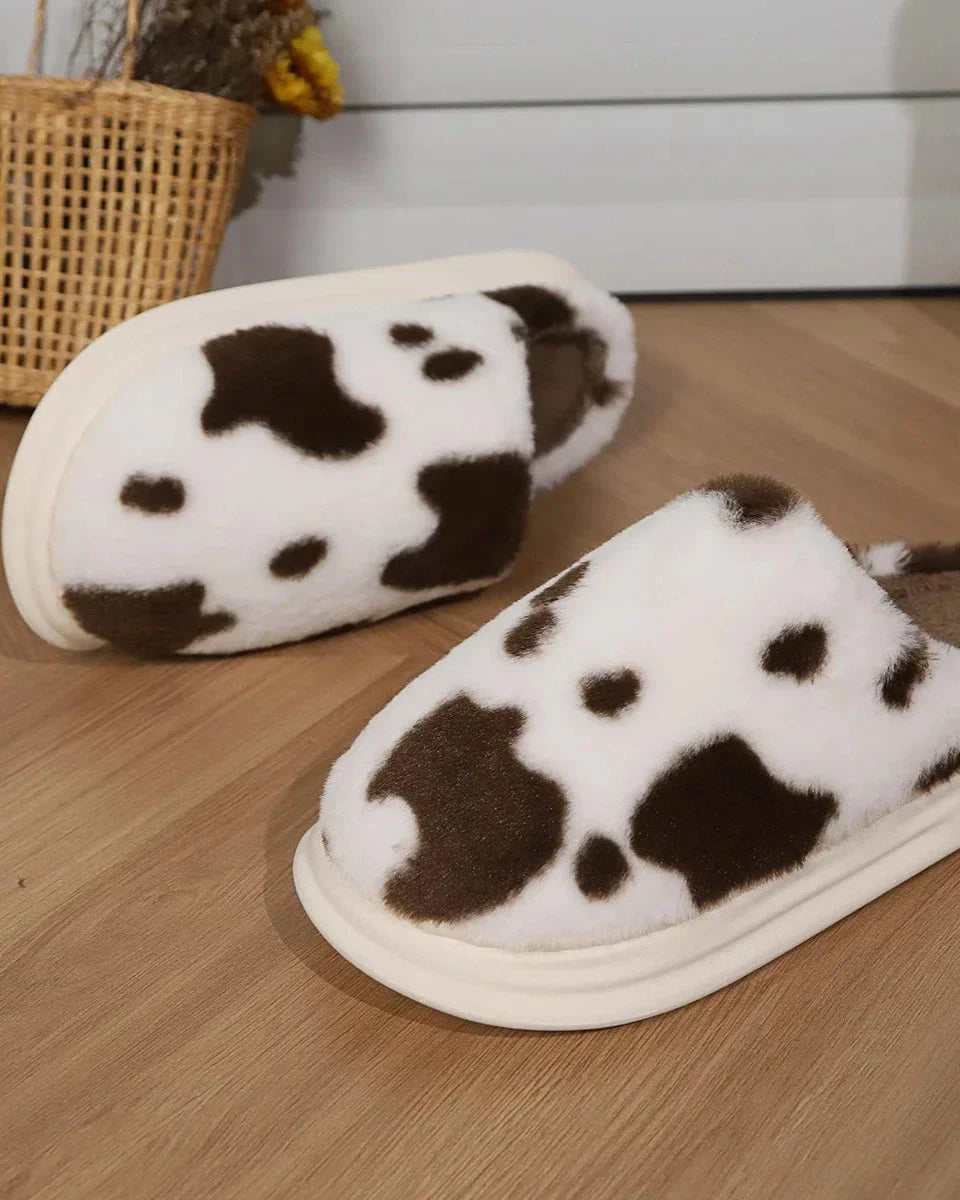 Chaussons moelleux à motifs de vache