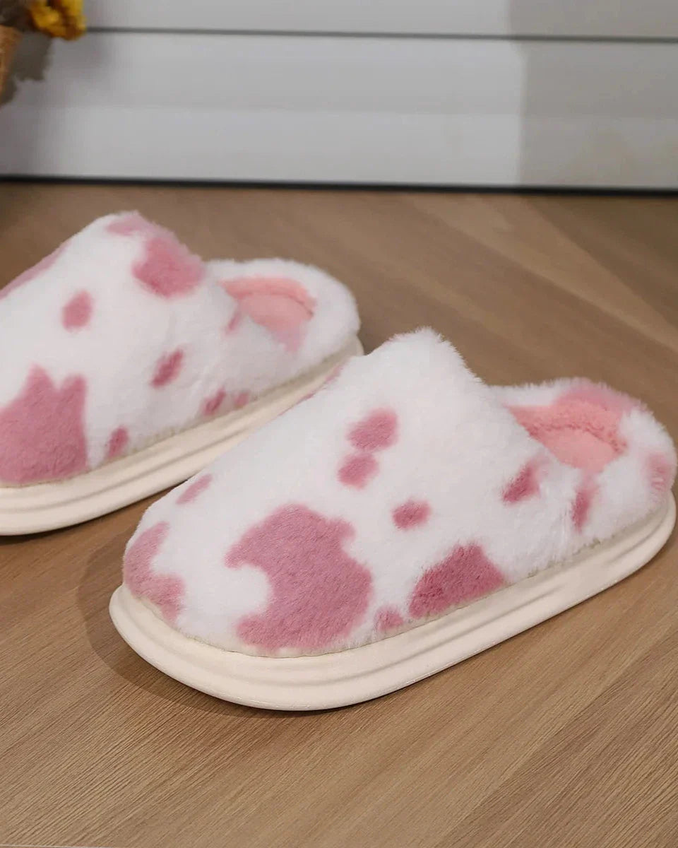 Chaussons moelleux à motifs de vache