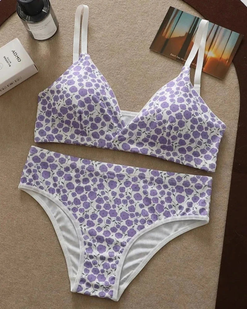 Ensemble de lingerie confortable à fleurs