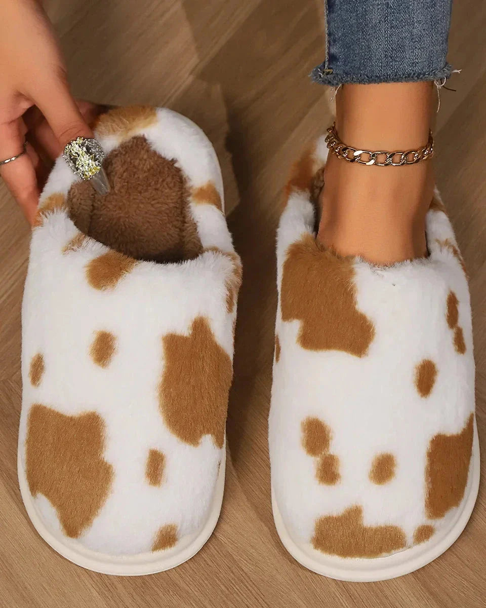 Chaussons moelleux à motifs de vache