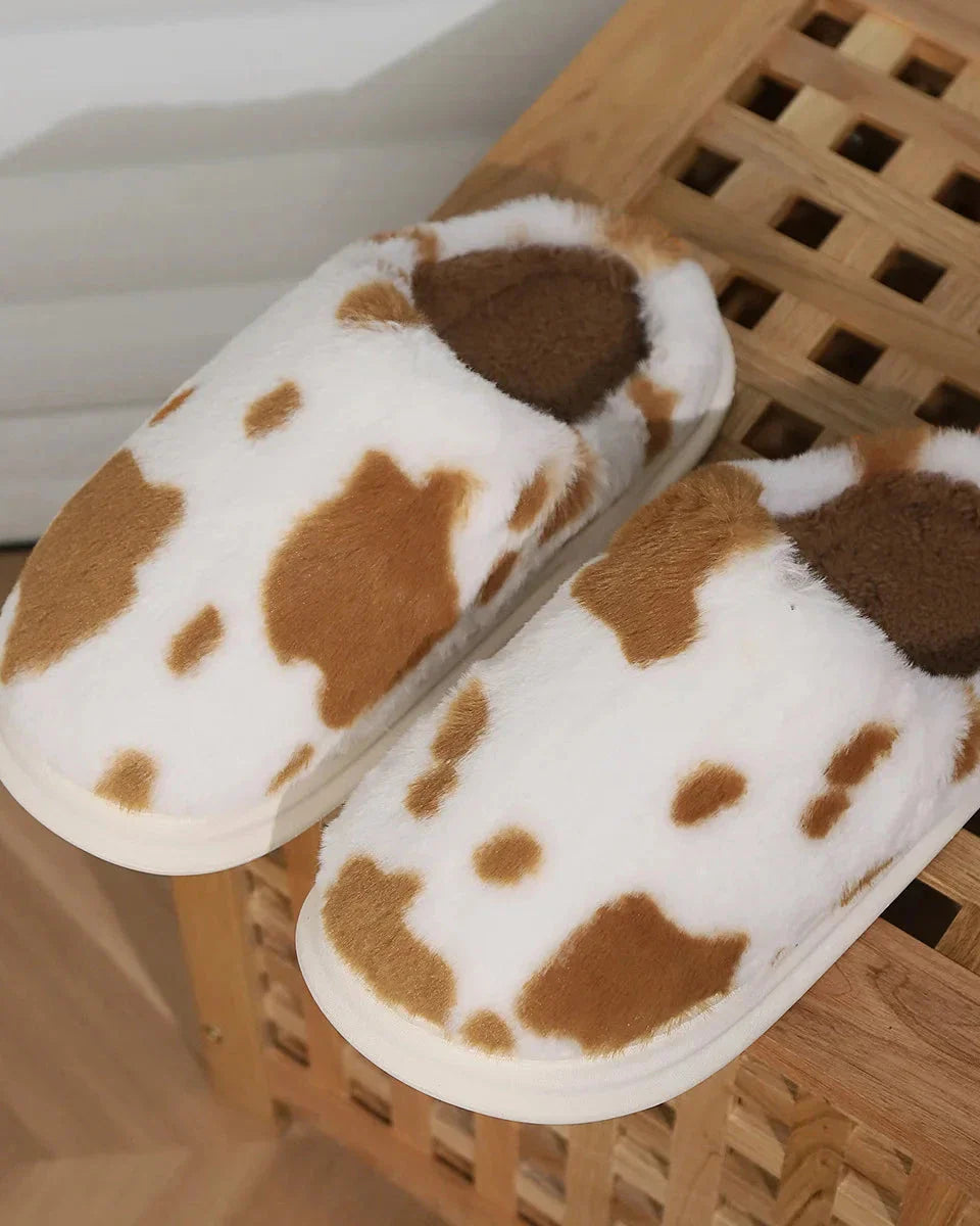 Chaussons moelleux à motifs de vache