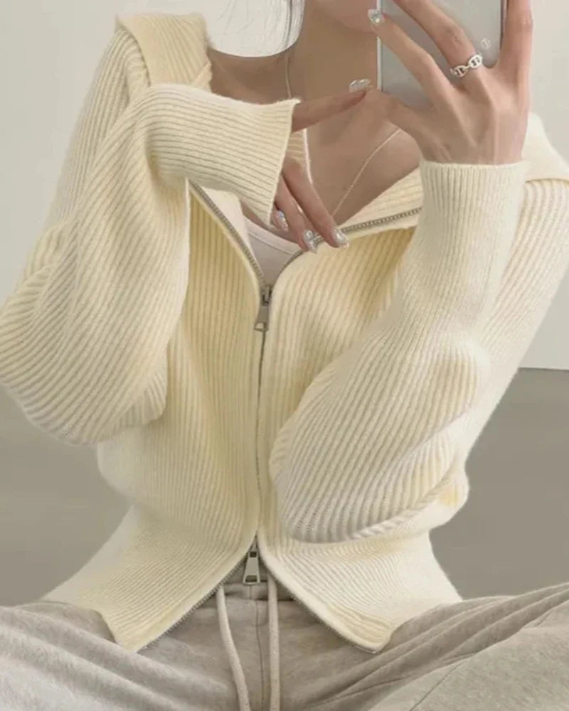 Sweat à capuche zippé en ribbed