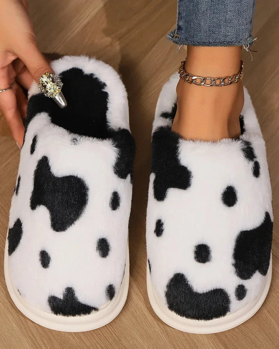 Chaussons moelleux à motifs de vache