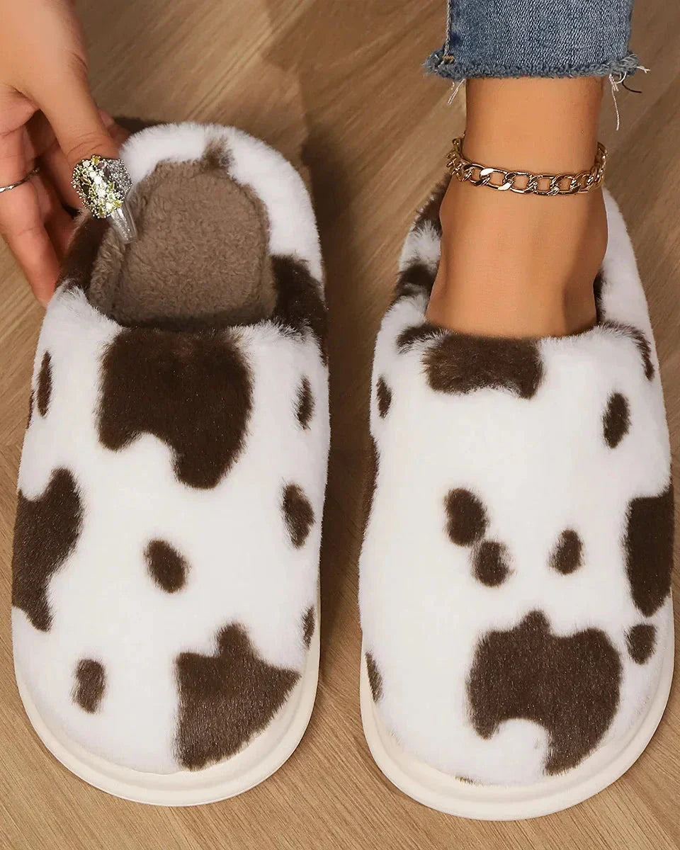 Chaussons moelleux à motifs de vache