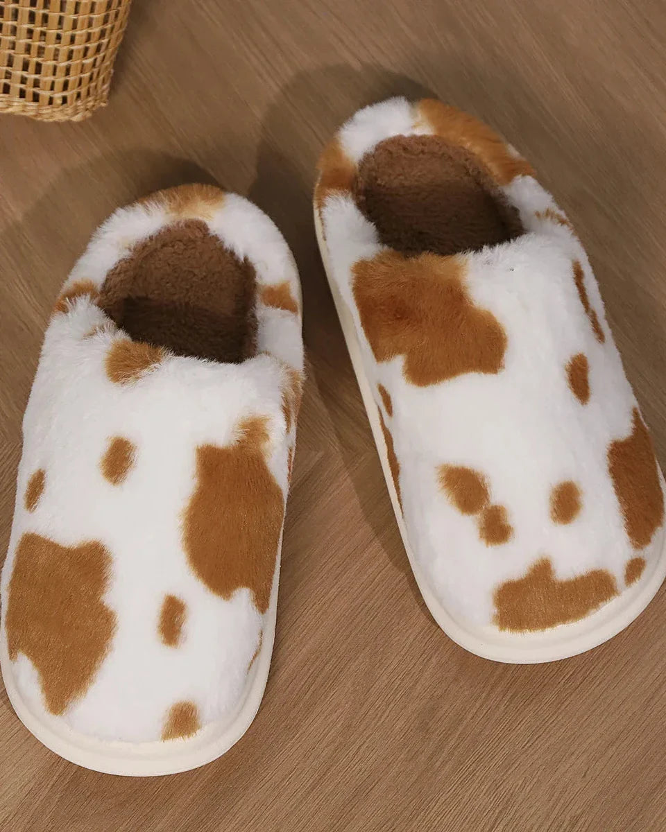 Chaussons moelleux à motifs de vache