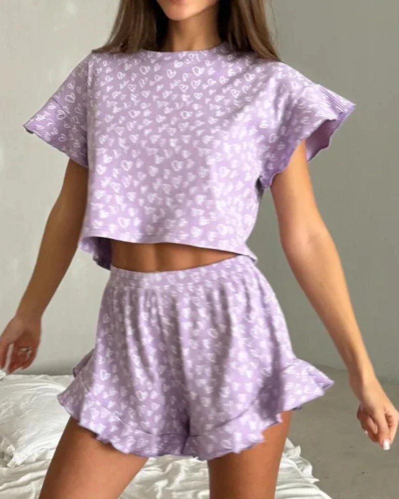 Pyjama court avec des volants décoratifs