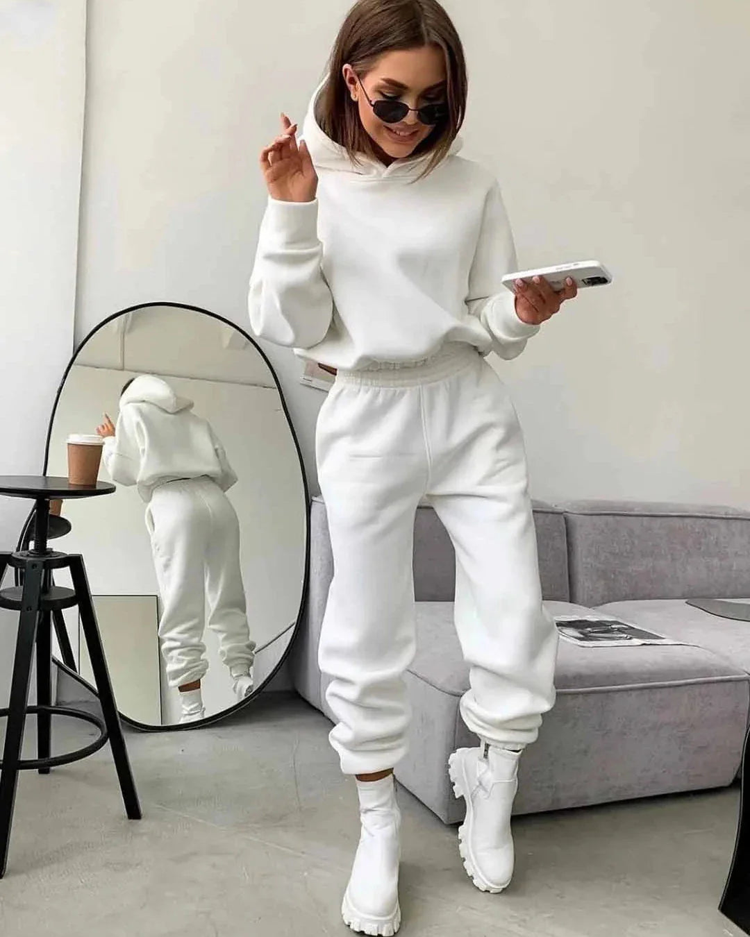 Ensemble de survêtement uni avec capuche confortable