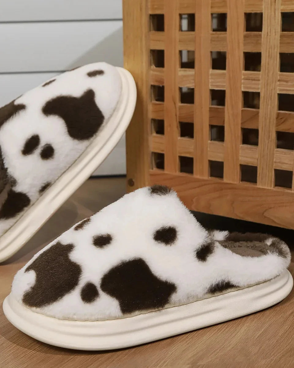 Chaussons moelleux à motifs de vache
