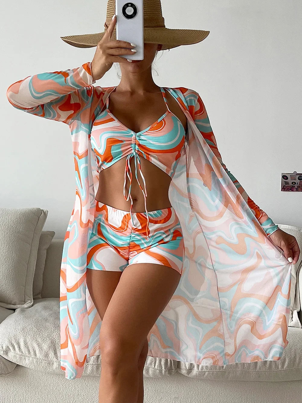 Tankini deux pièces fleuri style sport chic