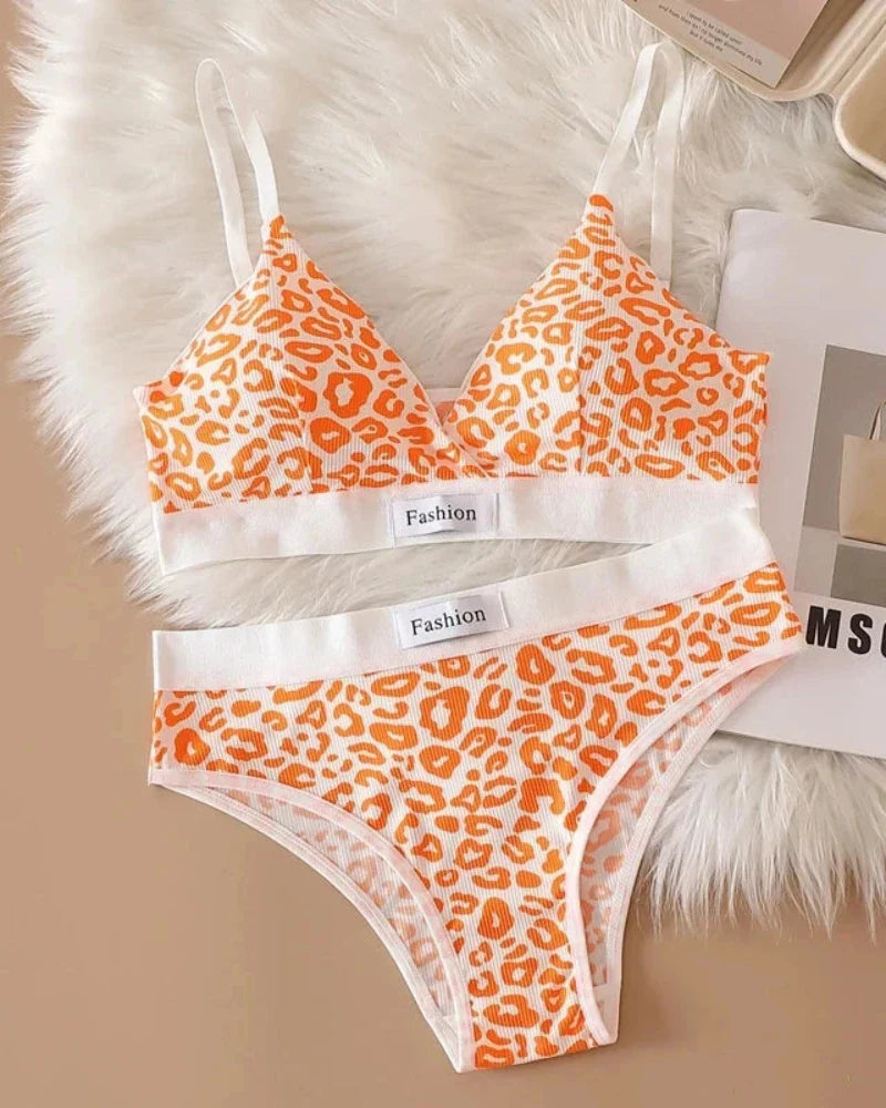 Ensemble de lingerie confortable à motif léopard