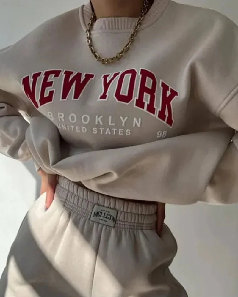 Sweat oversize décontracté avec inscription New York