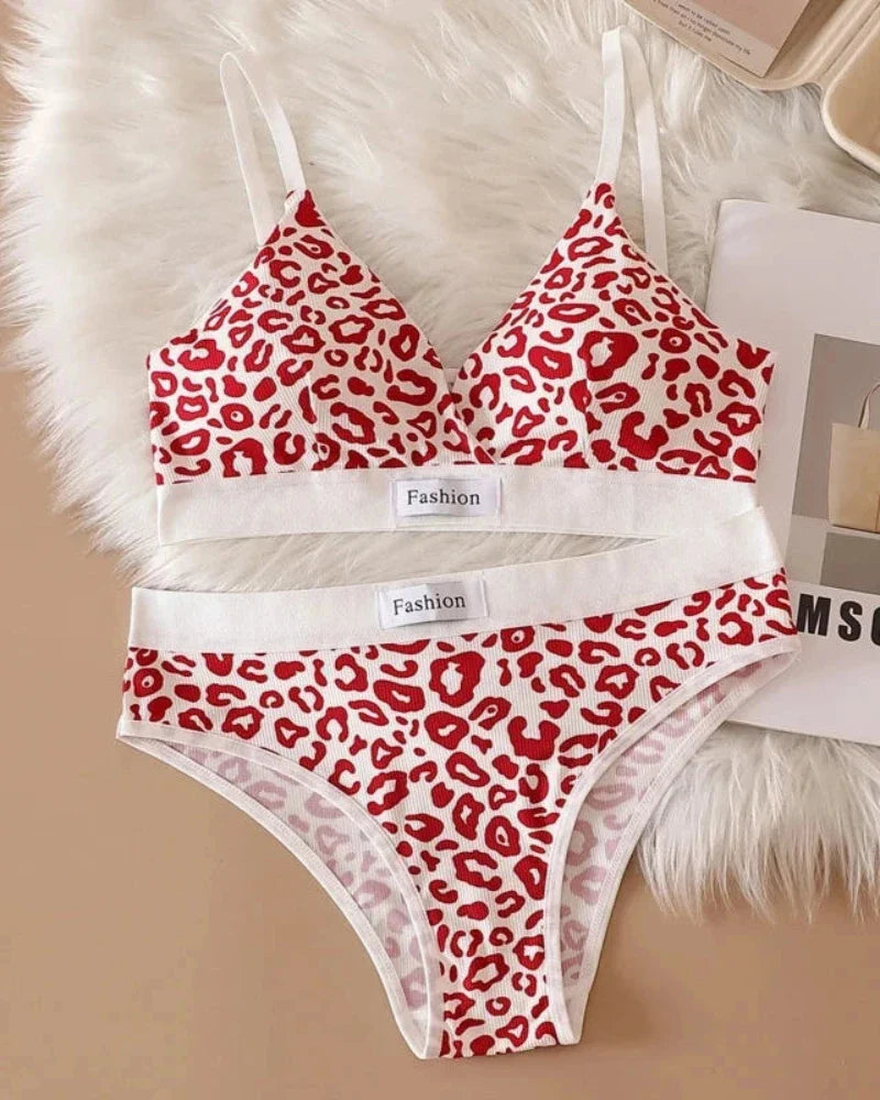 Ensemble de lingerie confortable à motif léopard