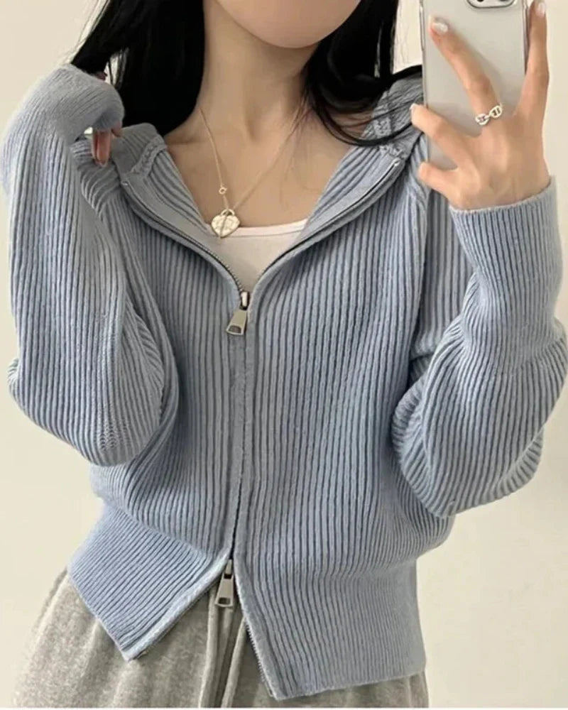 Sweat à capuche zippé en ribbed