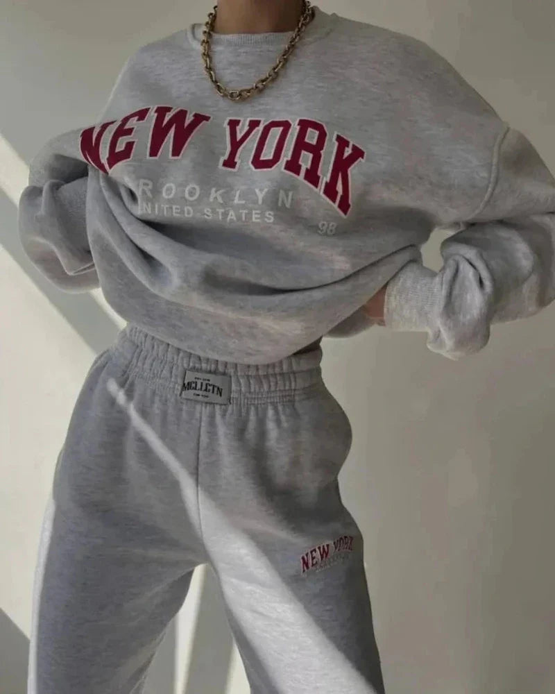 Sweat oversize décontracté avec inscription New York