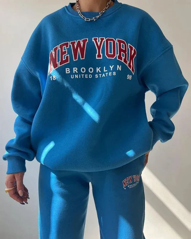 Sweat oversize décontracté avec inscription New York