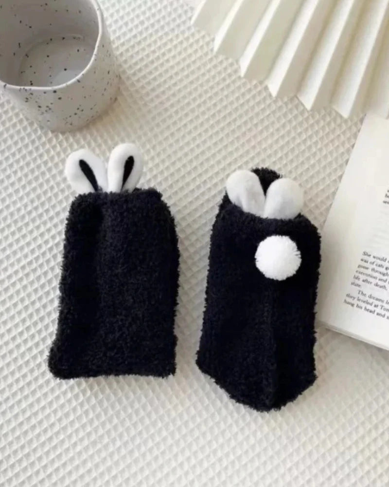 Chaussettes moelleuses en forme de lapin