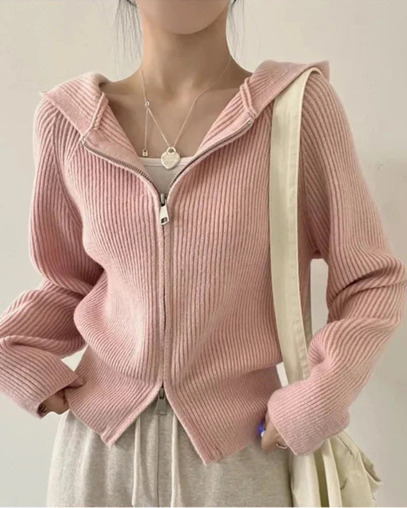 Sweat à capuche zippé en ribbed