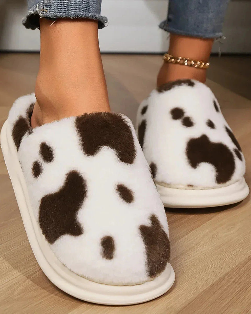 Chaussons moelleux à motifs de vache