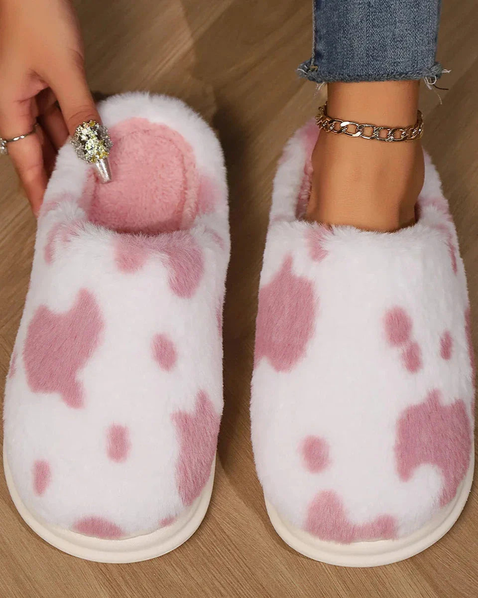 Chaussons moelleux à motifs de vache