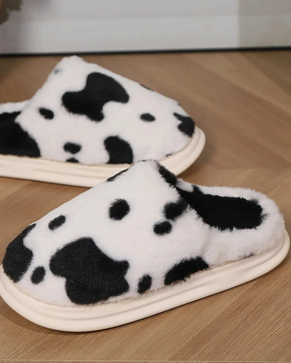 Chaussons moelleux à motifs de vache